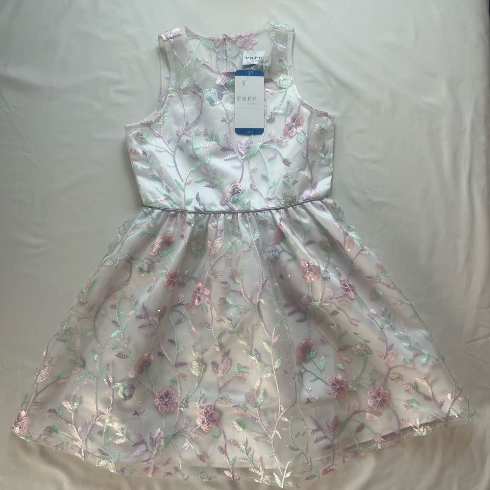 Rare Editions Pastel Floral Kids Dress - Pink and Lavender